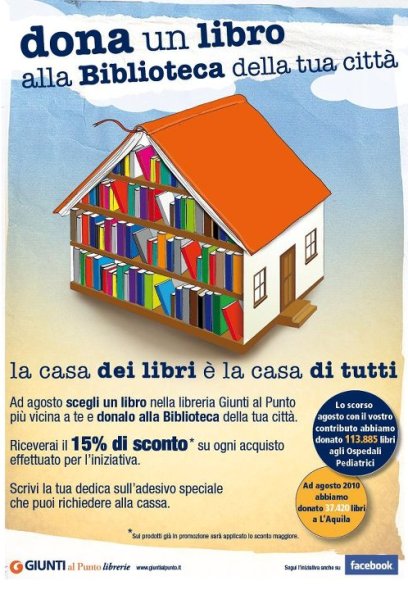 dona un libro alla biblioteca 